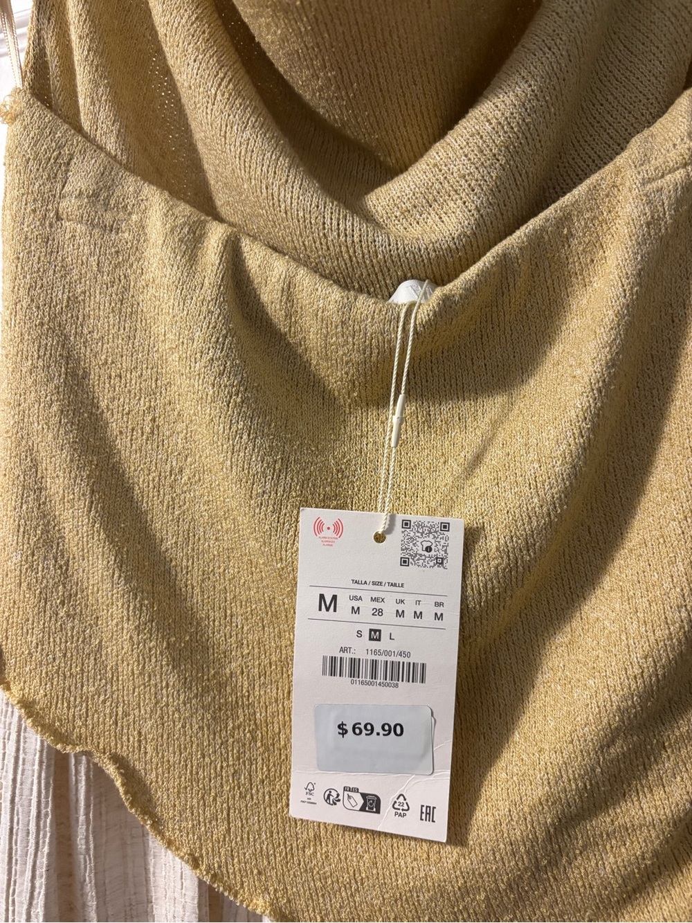 NWT Zara Two-Tone Cowl Neck Maxi Dress - Yellow & Cream - Picture 6 of 6